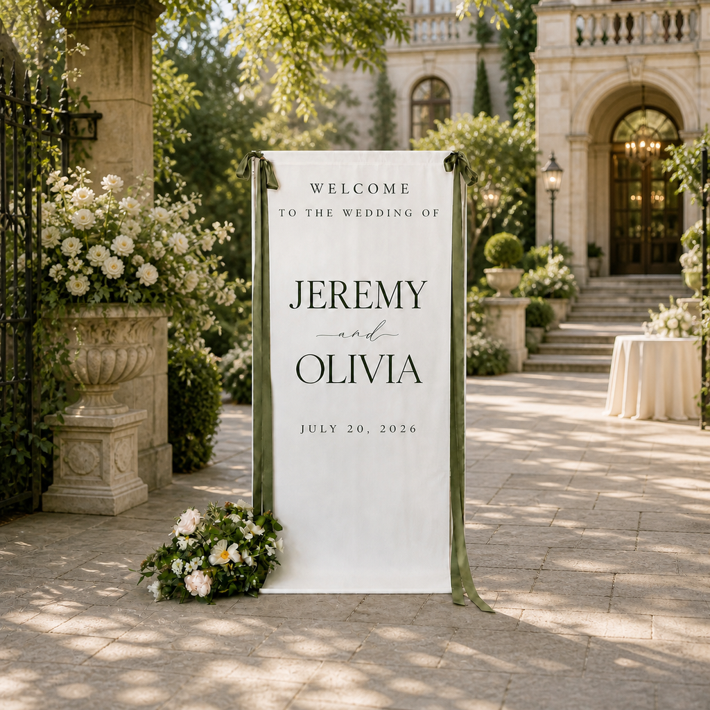 Personalized Fabric Wedding Welcome Sign Modern Wedding Welcome Sign