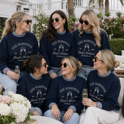 Personalized Gingham Sweatshirt for Bachelorette Weekend, Name & Location