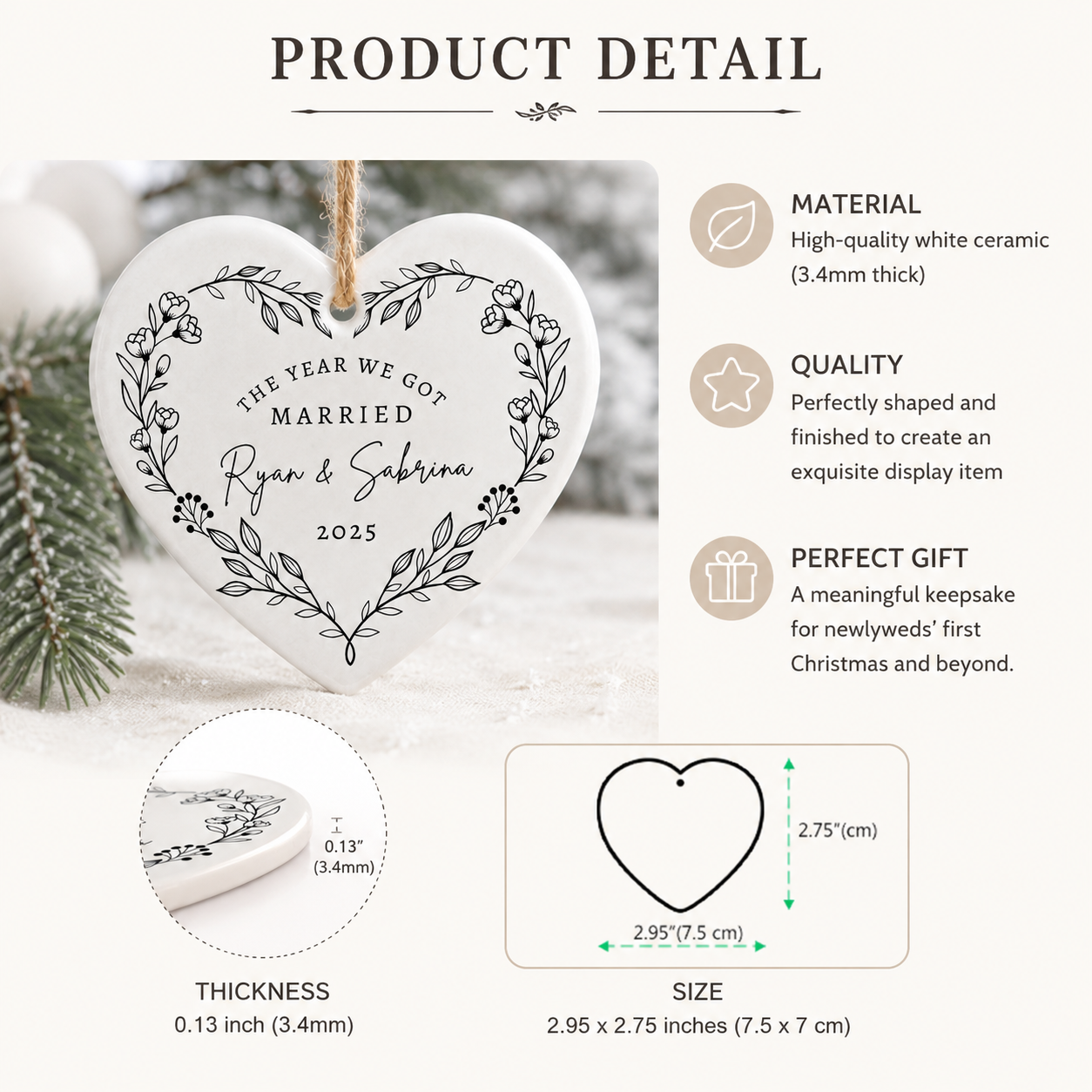 Personalized First Christmas Married Ornament