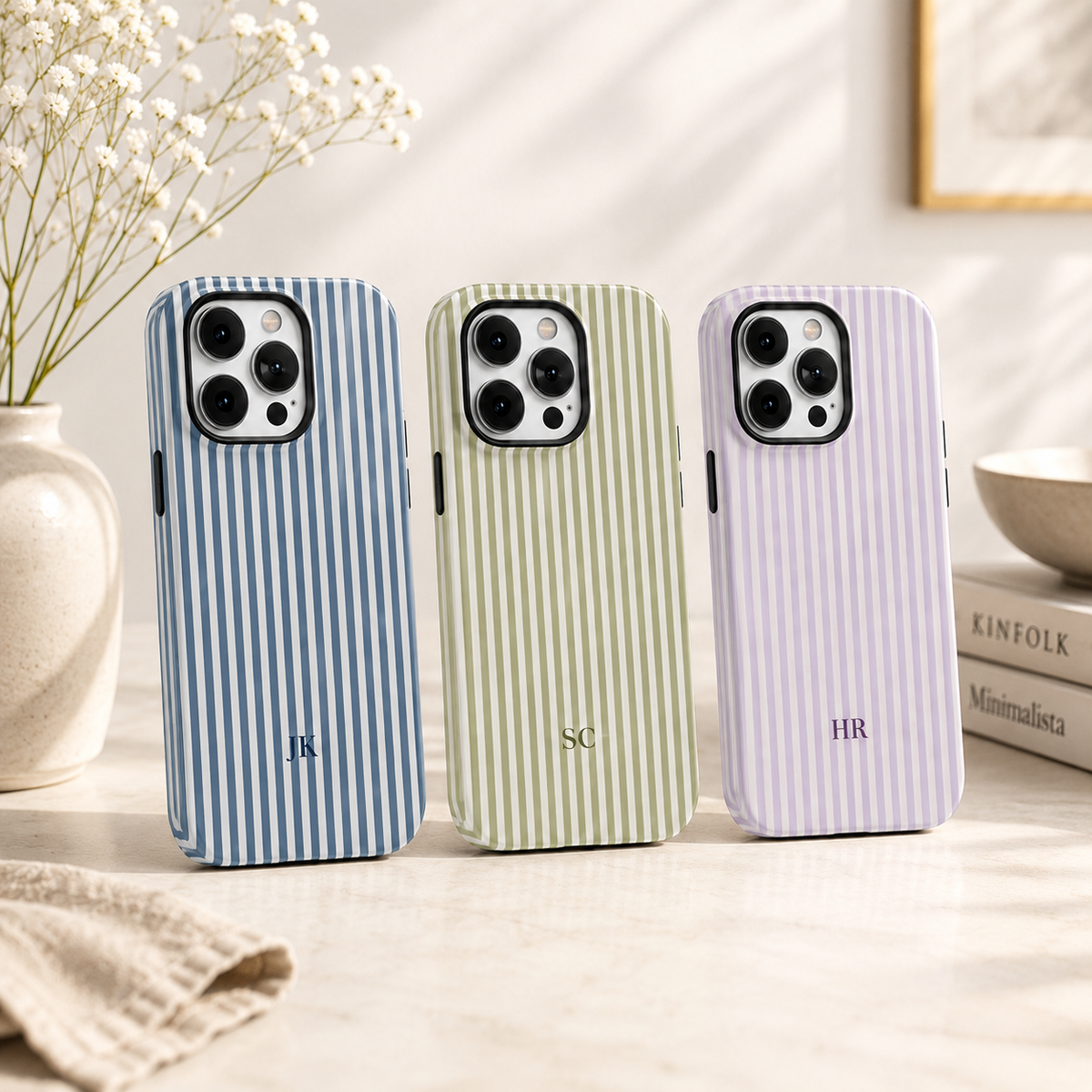Personalized Striped Initial Phone Case
