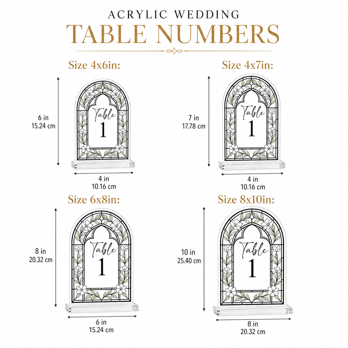Personalized Floral Acrylic Wedding Table Number Sign