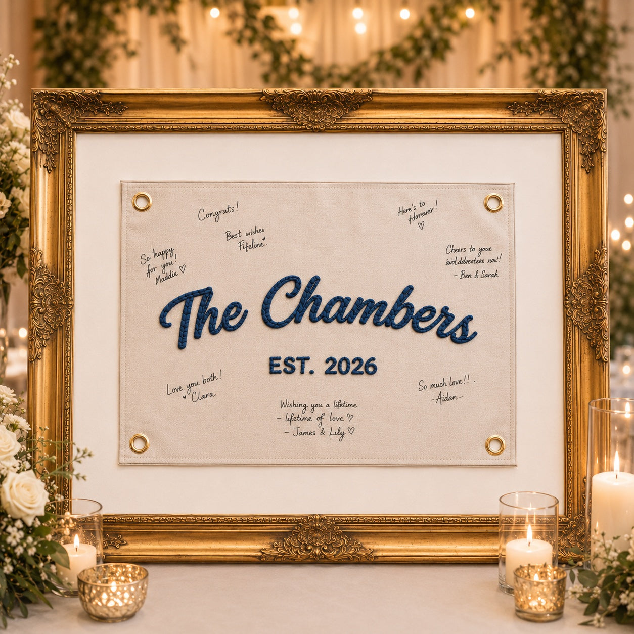 Personalized Embroidered Wedding Guest Book Banner