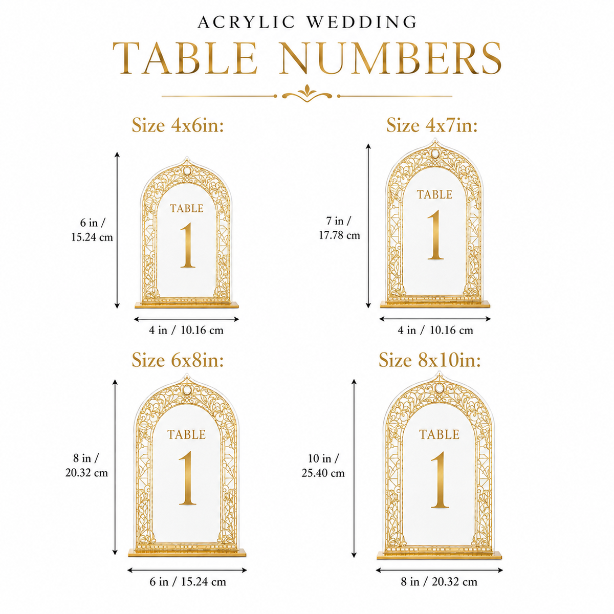 Personalized Gold Acrylic Wedding Table Number Sign