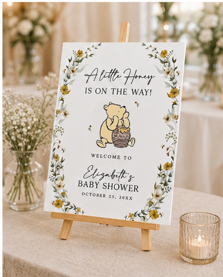 Personalized The Pooh Baby Shower Welcome Sign