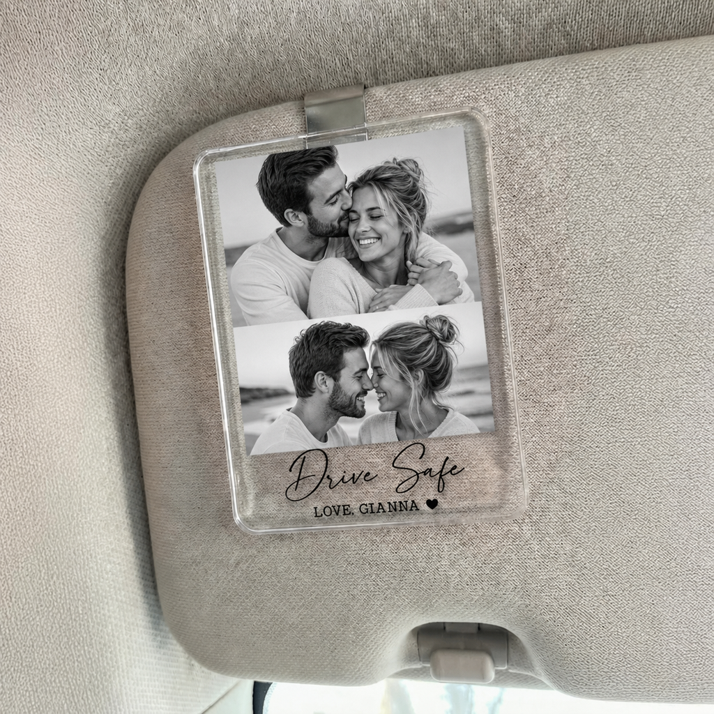 Personalized Double Photo Acrylic Car Visor Clip