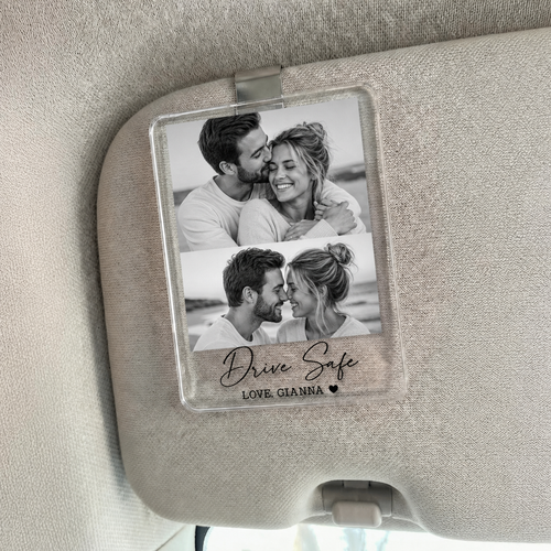 Personalized Double Photo Acrylic Car Visor Clip