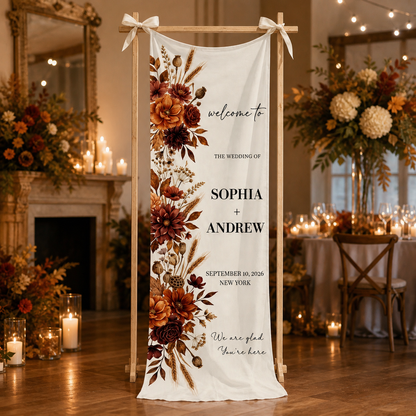 Personalized Fall Wedding Welcome Sign Banner