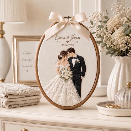 Custom Wedding Photo Embroidery Hoop