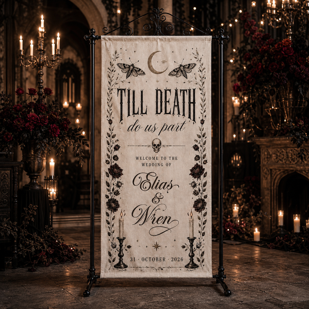 Personalized Gothic Halloween Wedding Banner