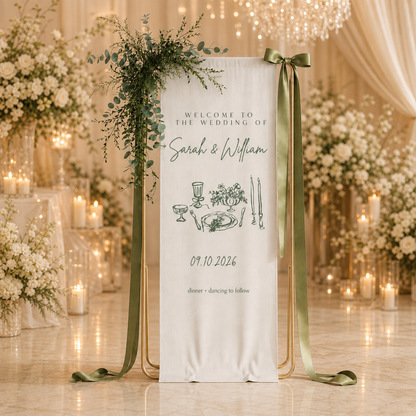 Personalized Fabric Wedding Welcome Sign Modern Wedding Welcome Sign
