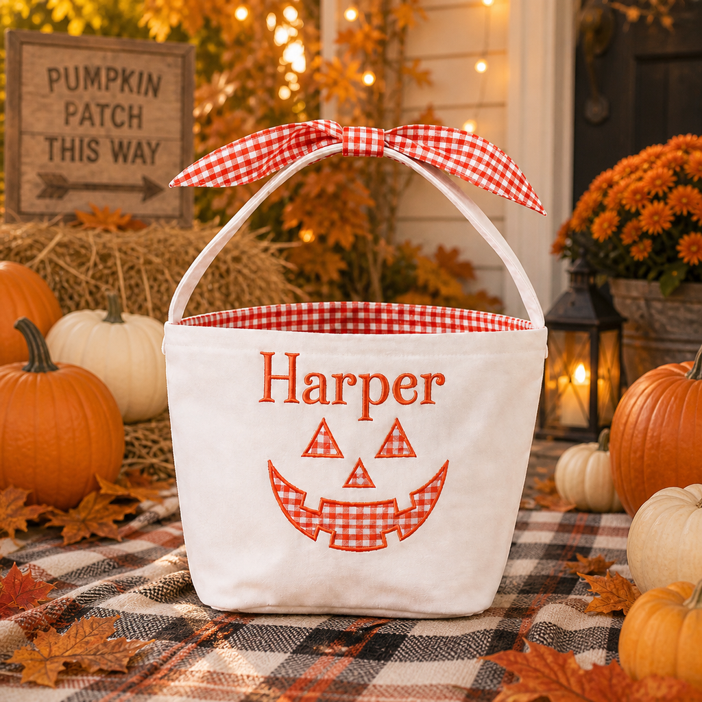 Personalized Gingham Baby Halloween Basket