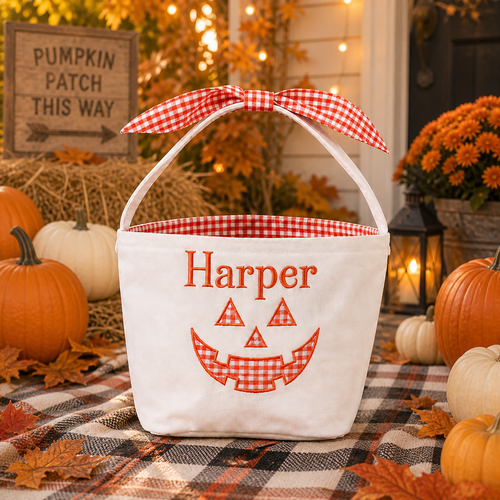 Personalized Gingham Baby Halloween Basket