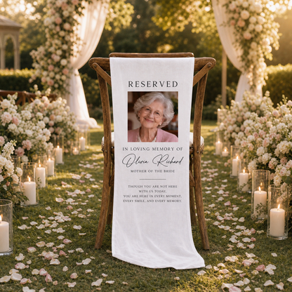 Personalized Wedding Chair Sign Memorial Photo
