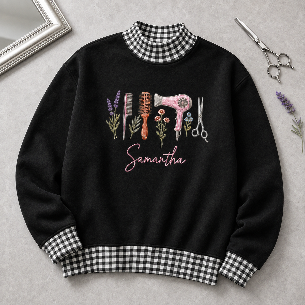Chic Hairstylist Sweatshirt for Salon Pros with Personalized Name