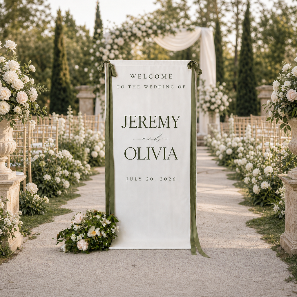 Personalized Fabric Wedding Welcome Sign Modern Wedding Welcome Sign