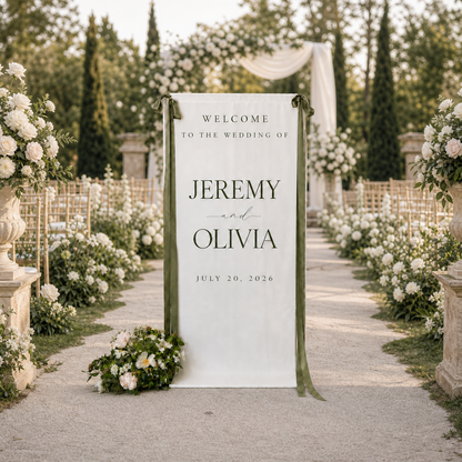Personalized Fabric Wedding Welcome Sign Modern Wedding Welcome Sign