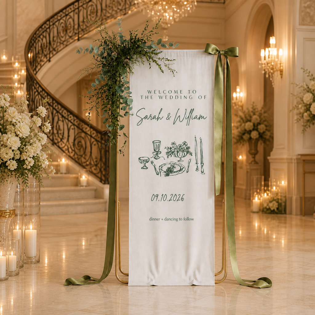 Personalized Fabric Wedding Welcome Sign Modern Wedding Welcome Sign