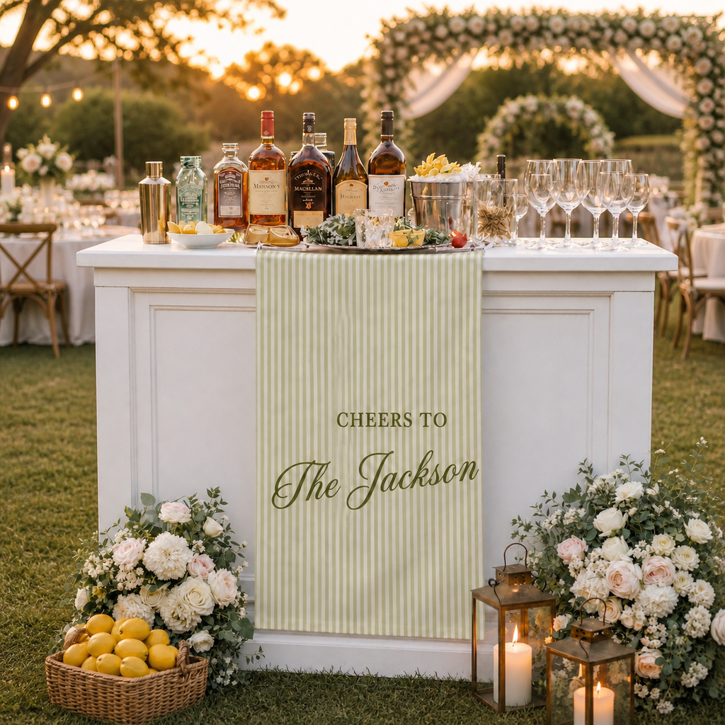 Personalized Wedding Welcome Sign, Fabric Bar Menu Banner