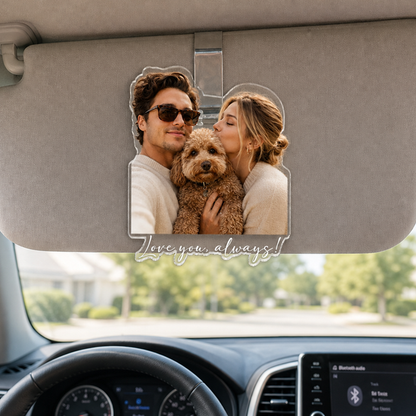 Personalized Couple Photo Acrylic Visor Clip, Anniversary Car Gift