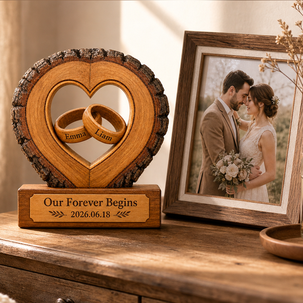 Personalized Couple Wooden Table Block
