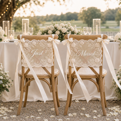 Personalized Lace Chair Sign for Bride & Groom