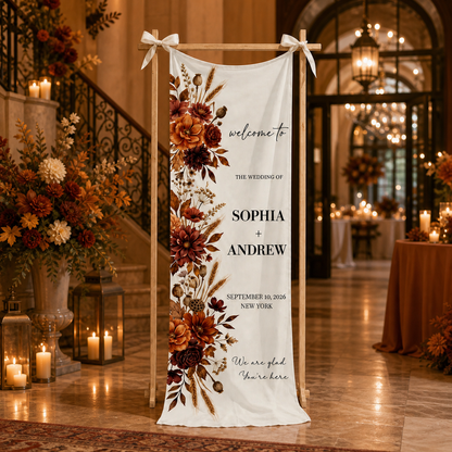 Personalized Fall Wedding Welcome Sign Banner