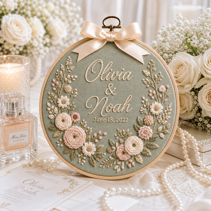 Personalized Embroidered Wedding Hoop
