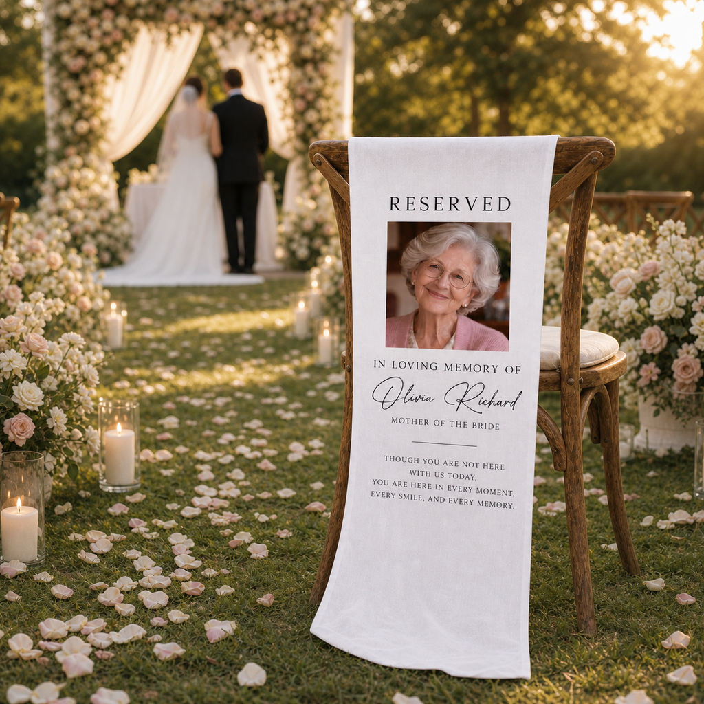 Personalized Wedding Chair Sign Memorial Photo