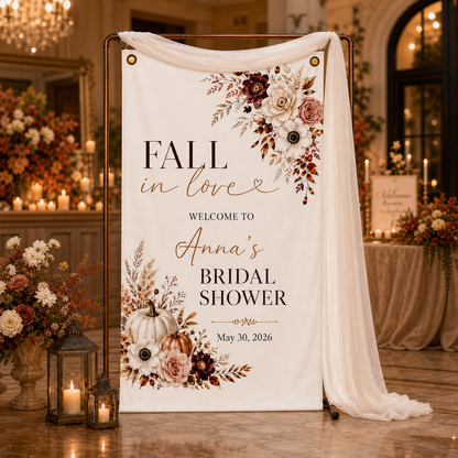 Personalized Fall in Love Bridal Shower Welcome Banner
