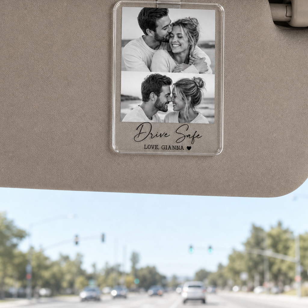 Personalized Double Photo Acrylic Car Visor Clip