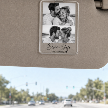 Personalized Double Photo Acrylic Car Visor Clip
