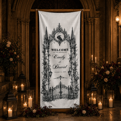 Personalized Gothic Halloween Wedding Welcome Sign