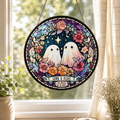 Personalized Ghost Couple Stained Glass Suncatcher