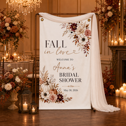 Personalized Fall in Love Bridal Shower Welcome Banner