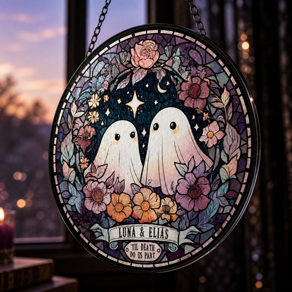 Personalized Ghost Couple Stained Glass Suncatcher