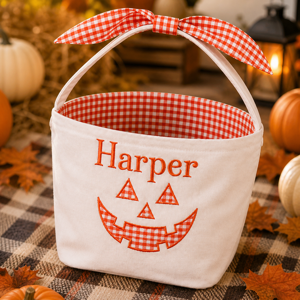 Personalized Gingham Baby Halloween Basket