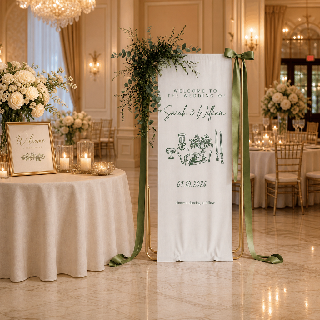 Personalized Fabric Wedding Welcome Sign Modern Wedding Welcome Sign
