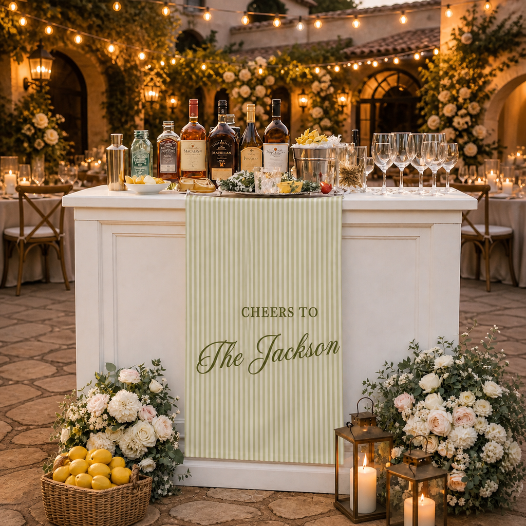 Personalized Wedding Welcome Sign, Fabric Bar Menu Banner