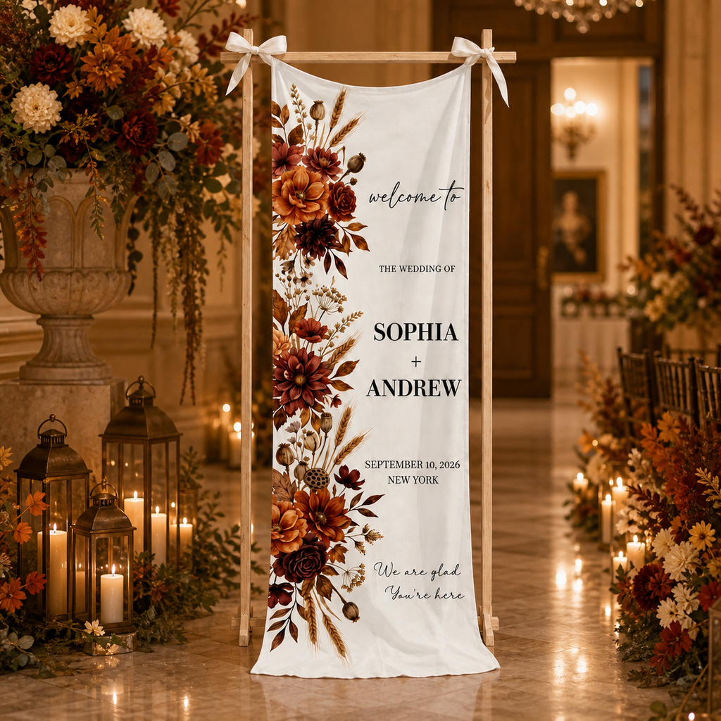 Personalized Fall Wedding Welcome Sign Banner