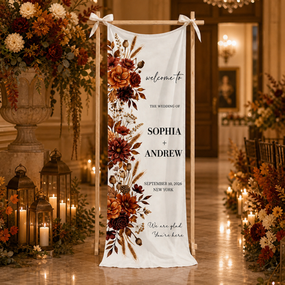 Personalized Fall Wedding Welcome Sign Banner