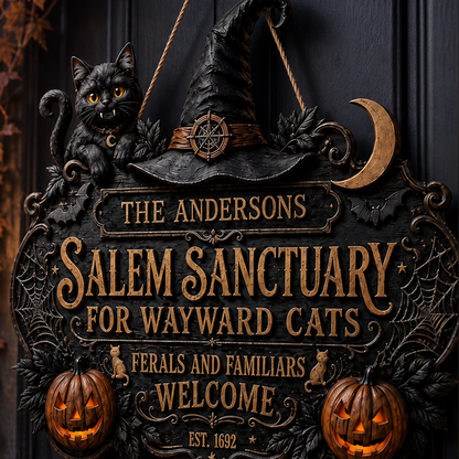 Personalized Halloween Cat Welcome Sign