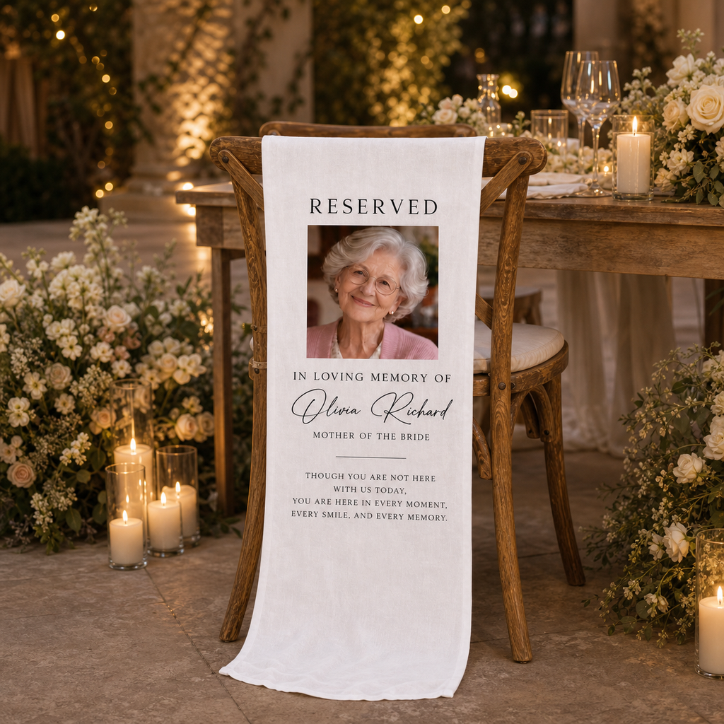 Personalized Wedding Chair Sign Memorial Photo