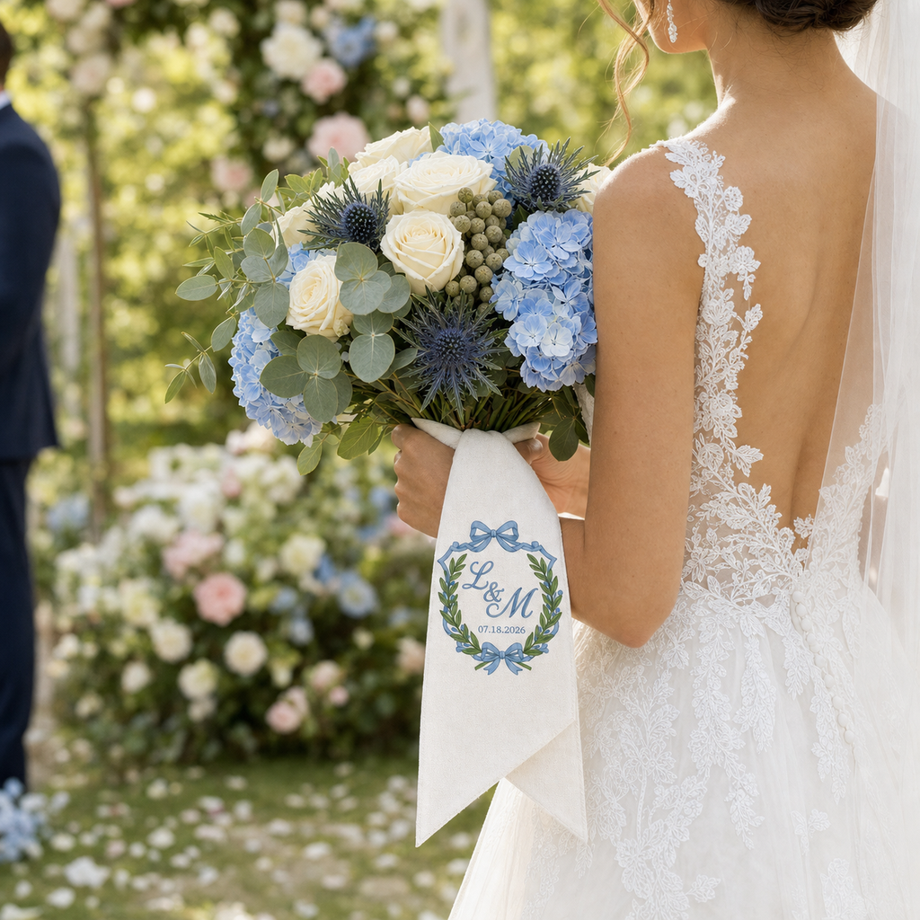 Personalized Embroidered Bridal Bouquet Sash