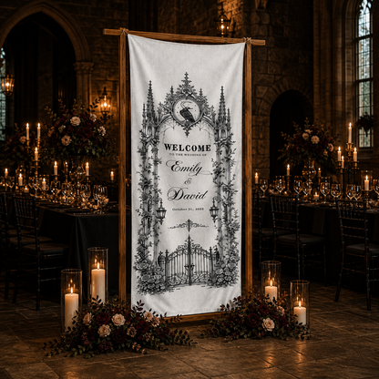 Personalized Gothic Halloween Wedding Welcome Sign