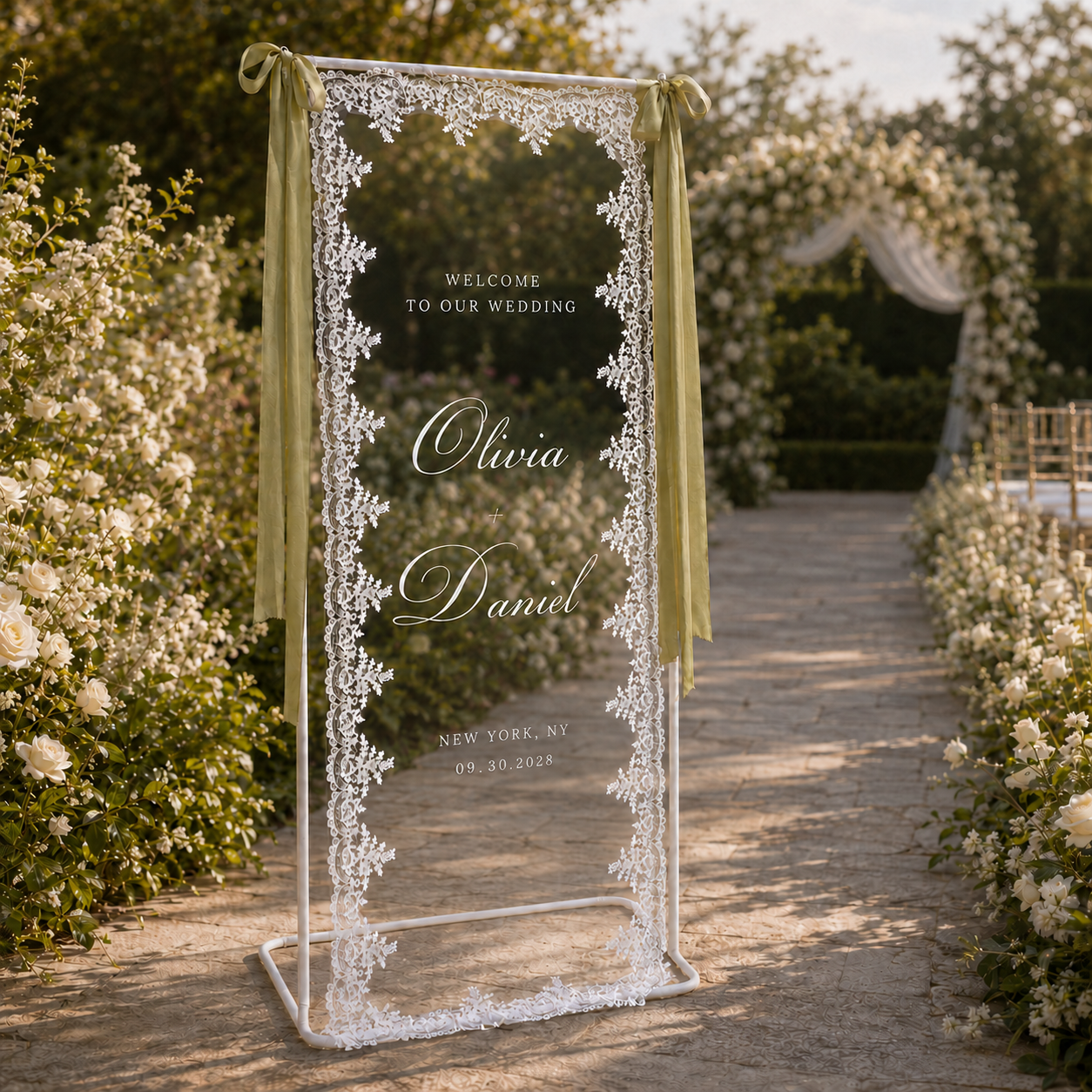 Personalized Romantic Lace Wedding Welcome Sign