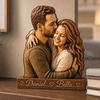 Personalized Couple Portrait Wooden Block