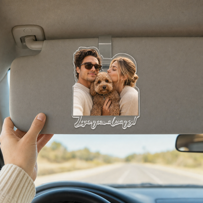 Personalized Couple Photo Acrylic Visor Clip, Anniversary Car Gift