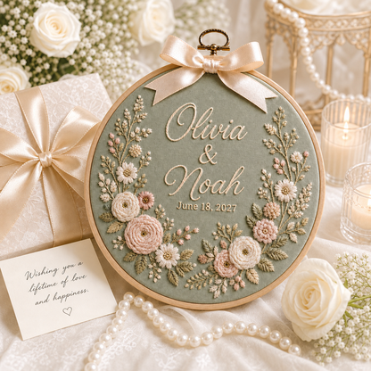 Personalized Embroidered Wedding Hoop