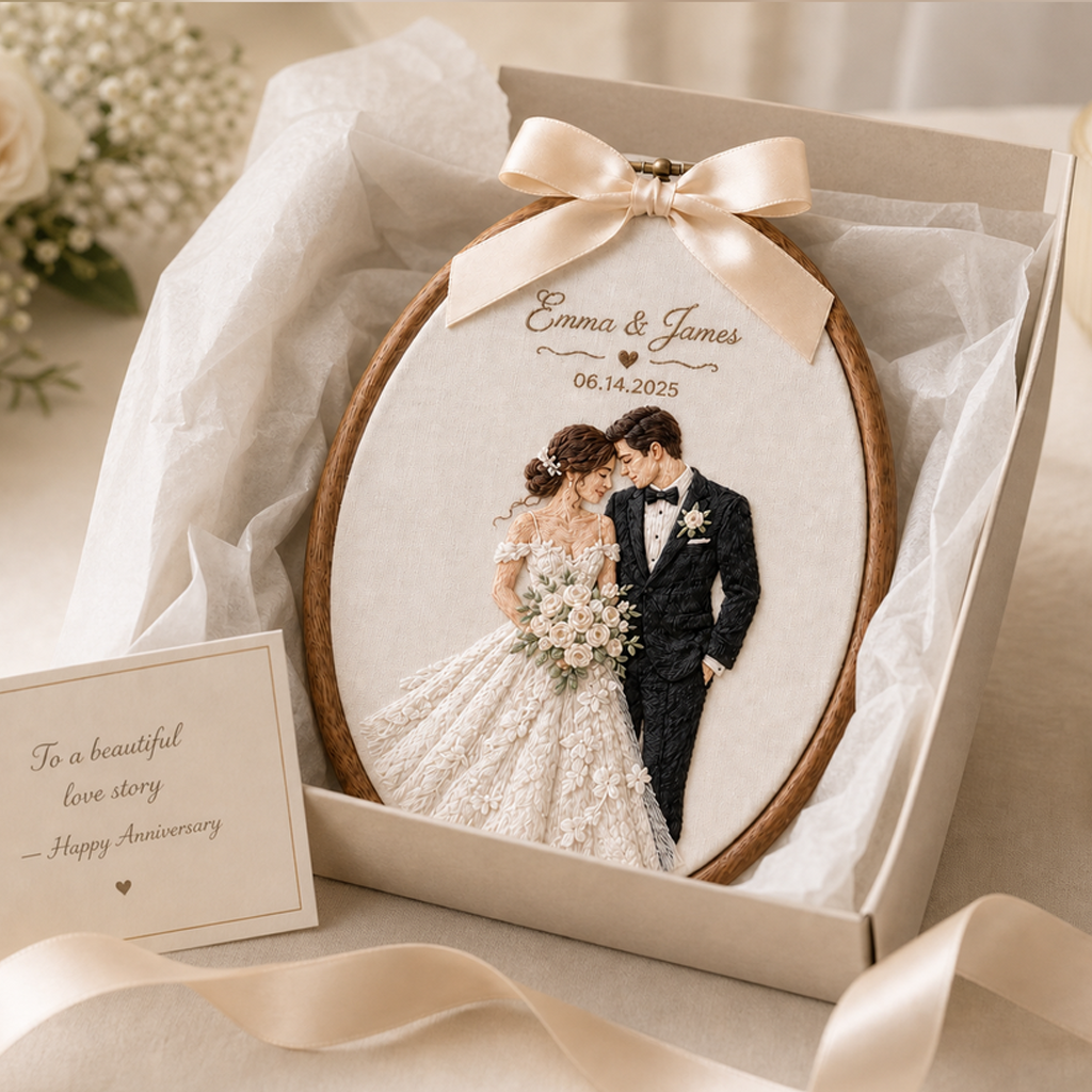 Custom Wedding Photo Embroidery Hoop