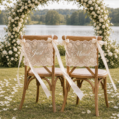 Personalized Lace Chair Sign for Bride & Groom
